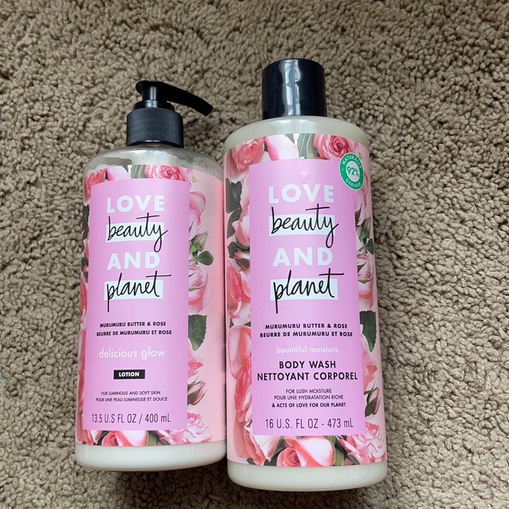 Love Beauty & Planet body wash and lotion